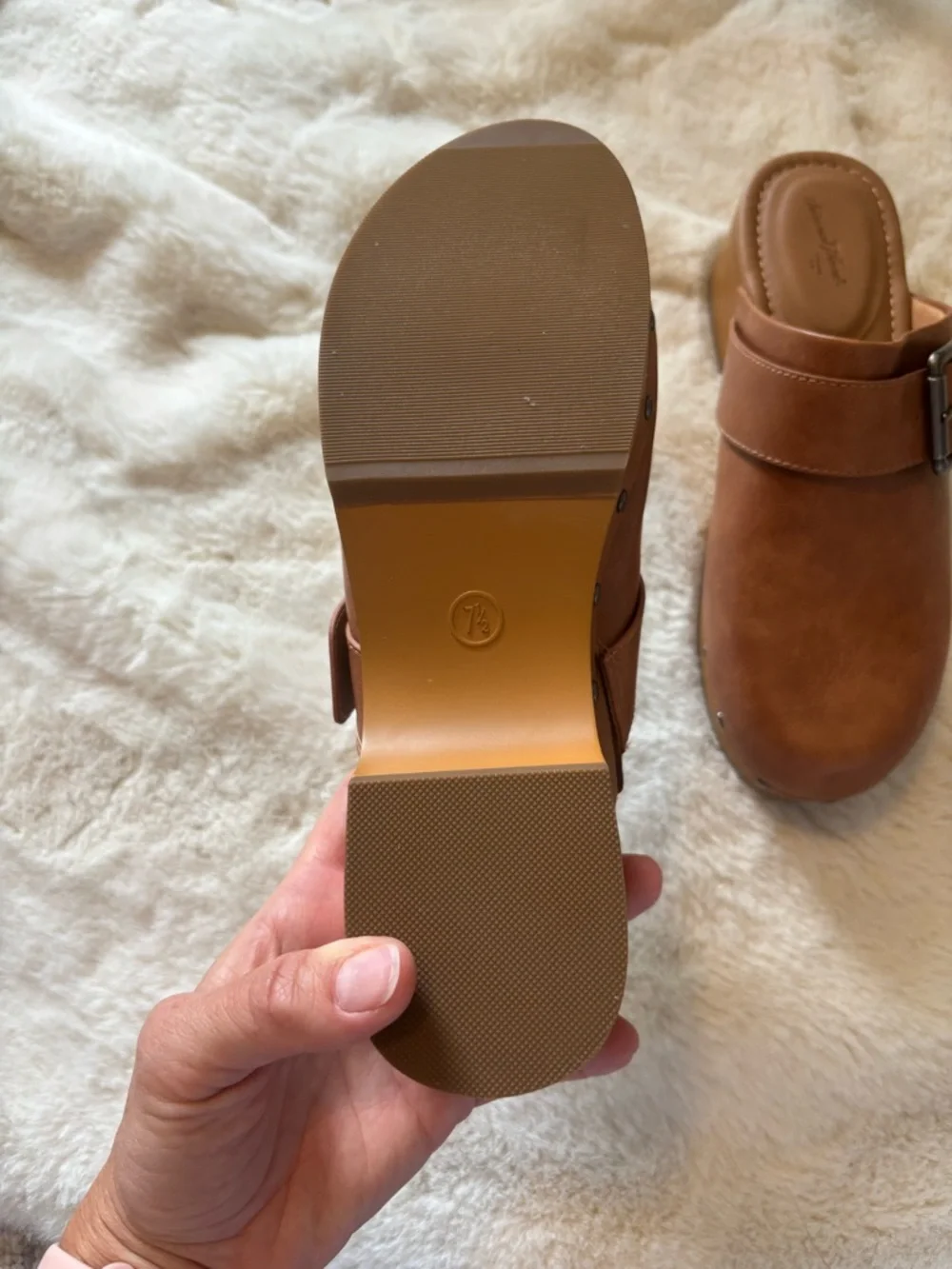 Comfort-Fit Brown Leather Mule Clogs with Buckle - Picture 6 of 6